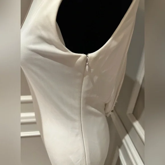 Badgley Mishcka Beaded Cowl Back Jersey White Gown - size 6. - Picture 10 of 12